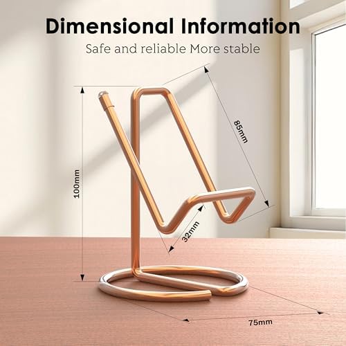 Metal Cell Phone Stand for Desk, Cute One-Piece Phone Holder, Stable Desktop Display Dock for iPhone, iPad, Samsung, Tablets & All Mobile Phones, Rose Gold&Rose Gold - Image 2