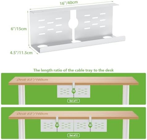 KEEGH 16 in Under Desk Cable Management Tray, Capacity Cable Tary, 3 Pack - Image 5
