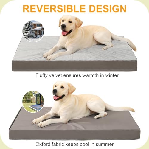 KSIIA Orthopedic Dog Bed for Extra Large Dogs with Waterproof, Grey, 47x29 - Image 4