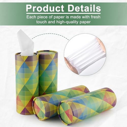 SINGARO Car Tissue Holder, 4 Pack Car Cup Holder Facial Tissues with Travel Tissue Bag, Quick and Convenient Flower Combination Car Tissue Box(4 Canisters/200 Tissues) Yellow - Green - Image 3