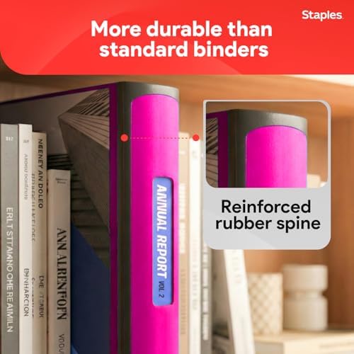 Staples Heavy-Duty 3-Inch D-Ring Binder, Pink, Holds 600 Sheets - Image 5