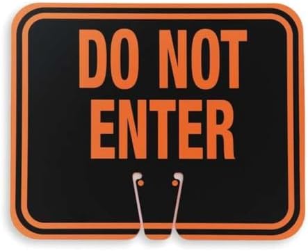 Cortina - 03-550-DNEG ABS Plastic Traffic Cone Sign,"Do Not Enter" 03-550-DNE, 12.75" Width x 10.375" Height, Black on Orange Single-Sided by Cortina+Safety+Products