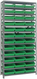 Quantum Storage Systems 1275-109GN Steel Shelving Unit with 4" Shelf Bins, 12" D x 36" W x 75" H, Green by QuantumStorageSystems