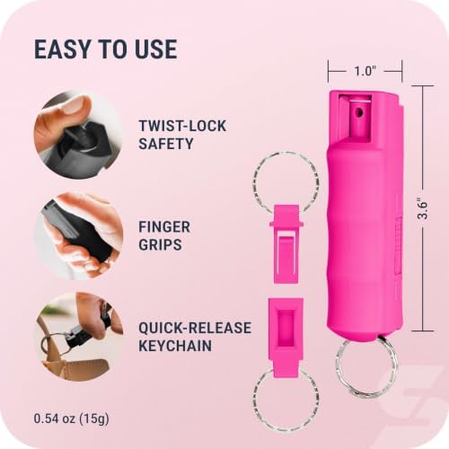 Sabre Pepper Spray with Quick Release Keychain for Self Defense – Maximum Police Strength OC Spray with UV Marking Dye, Twist Lock Safety, Finger Grip, 10‑Second Spray, 14‑ft Range, Made in USA - Image 6