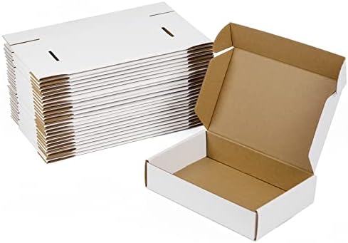 9x6x2 Inches Shipping Boxes Pack of 25, White Corrugated Cardboard Boxes for Small Bussiness by Sodissa