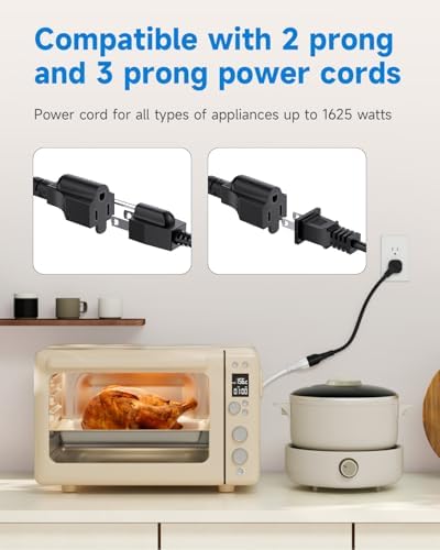 Flat Plug 1Ft Short Extension Cord, 90-Degree Plug Low Profile Power Adapter, 3-Prong Indoor Grounded Small Extension Cord Black 16AWG 13A 1625W 3 Pack - Image 6