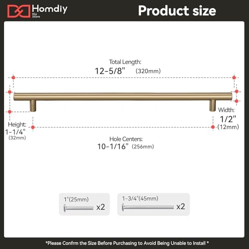 homdiy 25Pack 10in Cabinet Handles Champagne Bronze Kitchen Cabinet Pulls Drawer Pulls for Dresser Drawers - Image 2