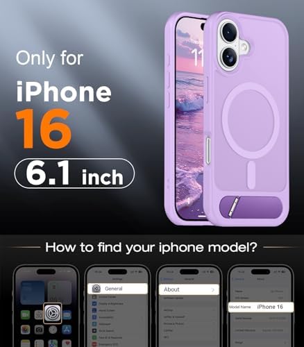 Temdan Magnetic Compatible with iPhone 16 Case, [Built-in Invisible Kickstand][Compatible with MagSafe][Military Grade Shockproof] Slim Translucent Matte Phone Case for iPhone 16 6.1" - Image 2