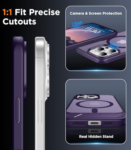 Temdan Magnetic Compatible with iPhone 15 Pro Max Case, [Built-in Invisible Kickstand][Compatible with MagSafe] [Military Grade Shockproof] Slim Translucent Matte Phone Case for iPhone 15 Pro Max 6.7" - Image 6