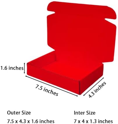 50 Pack 7.5x4.3x1.6 in Red Shipping Boxes - Image 2