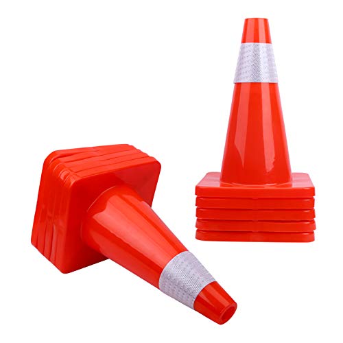 18" Traffic Cones PVC Safety Road Parking Cones Weighted Hazard Cones - Image 4