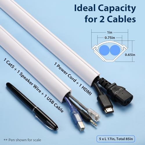 ZhiYo 85in Corner Cable Hider for 2 Cords, Hide Wires in Wall Corners White - Image 2