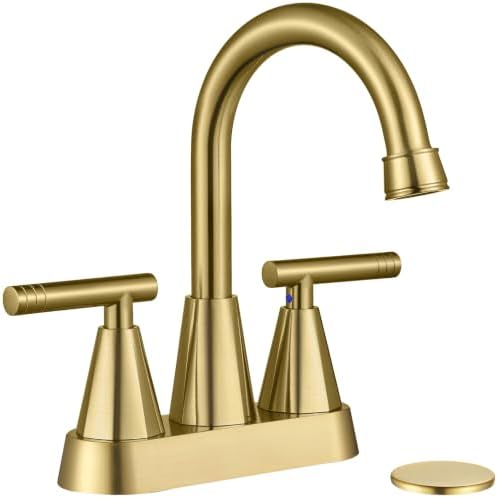 Cobbe Brushed Gold Bathroom Faucets, Centerset Bathroom Sink Faucet 4 Inch by Cobbe