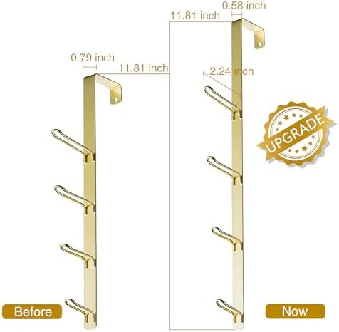 niffgaff Over Door Towel Hooks: Bathroom Rack Hanger for Towels, Overdoor Coat Rack Hanging for Clothes Organizer, Gold, 4 PCS - Image 5