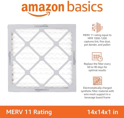 Amazon Basics 14x14x1 Air Filter 6-Pack, MERV 11 AC Furnace Filters, Allergen Control , Removes Dust, Pollen and Lint (Actual Size: 13.75" x 13.75" x 0.75") - Image 2