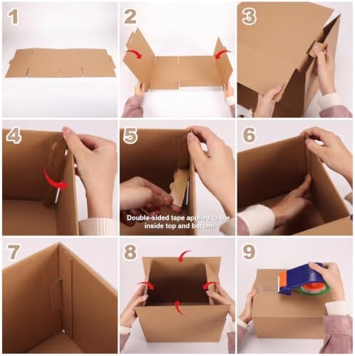 Hoikwo 12x12x3 Large Thin Brown Shipping Boxes Set of 15 - Image 3