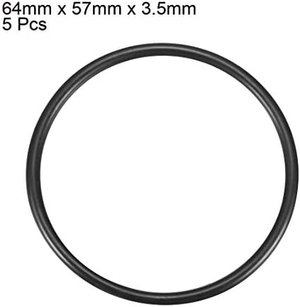 uxcell Nitrile Rubber O-Rings 64mm OD 57mm ID 3.5mm Width, Metric Sealing Gasket, Pack of 5 - Image 2
