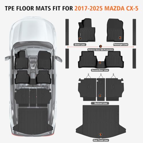 Floor Mats Cargo Liner with Backrest Mat for Mazda CX-5 2017-2025 - Image 2