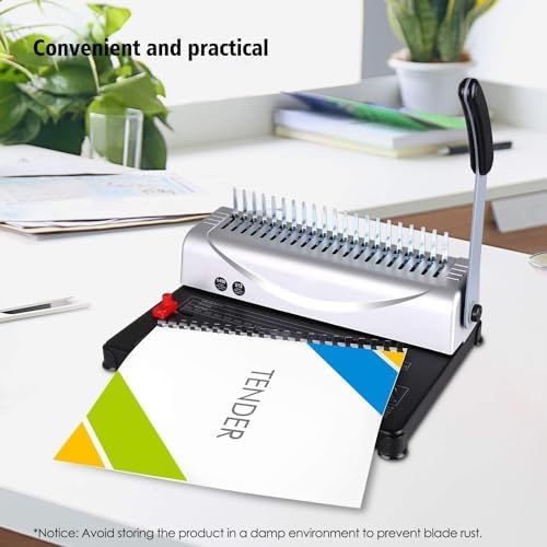 MAKEASY Comb Binding Machine - Punch 12 Sheet, Easy Punch No Jam, Heavy-Duty Metal Build, Book Binder for Office Reports & Home School Projects, Includes 100 Combs, Letter/A4/A5 Compatible - Image 6