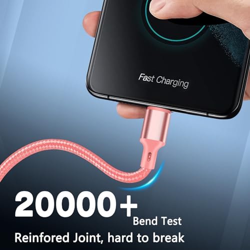 60W USB C to USB C Cable, 3 Pack 10ft Type C Fast Charger Cord (Pink) - Image 5