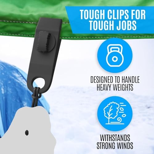 24 Pack - Tarp Clips Heavy Duty Lock Grip & Tarp Tie Downs Bungee Cords with Balls - Super Strong - Heavy Duty Clamps, Alligator Design - Secures Tarps, Tents, Awnings, Banners or Covers (24 Pack) - Image 5