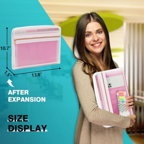 H4D Accordion File Organizer, 13 Pocket Expanding File Folder, Pink - Image 6