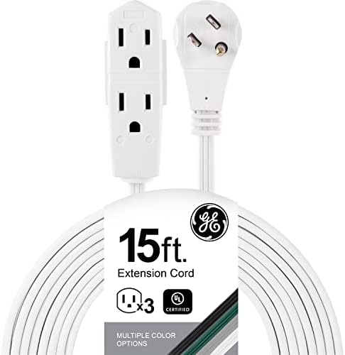 GE 3-Outlet Flat Extension Cord, 15 Ft Grounded Extension Cord by Unknown