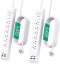 2 Pack Long Extension Cord, 12FT Power Strip Surge Protector with 6 Outlets and 4 USB Ports (2 USB C), Extension Cord with Multiple Outlets, Flat Plug Overload Protection, Wall Mount for Dorm College by Mifaso