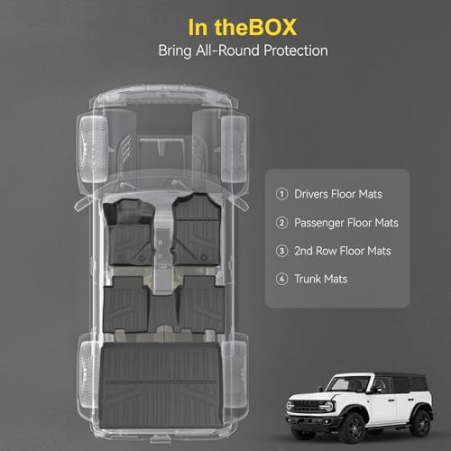 All-Weather Floor Mats & Cargo Liner for Ford Bronco 2021-2026 4-Door - Image 2