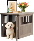 30 INCH Small Dog Crate Furniture Lockable Dog Kennel Indoor Dogs Cage Decorative Plastic Pet Cage End Table for Small/Medium Dogs,Grey by KFY