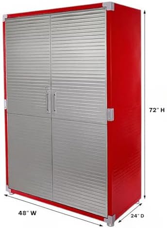 Heavy-Duty Commercial Storage Cabinet (Red, 48" W x 24" D x 72" H) - Image 3