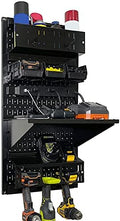Wall Control Power Tool Storage Organizer Kit Cordless Drill Holder Charging Station Rack 16” x 32” Metal Pegboard Organization System (Black Pegboard) by Wall+Control