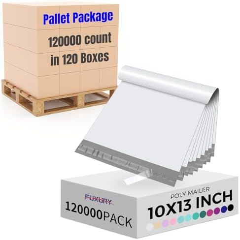 Fuxury 120000pcs 10x13" Poly Mailers Pallet,White Shipping Bags for Clothes by Fuxury