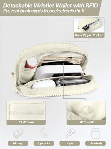 Tiostep Clip and Go Strap for Phone with Wallet Crossbody Phone Lanyard Adjustable and Detachable RFID Wristlet Wallet (Beige, Medium) - Image 5