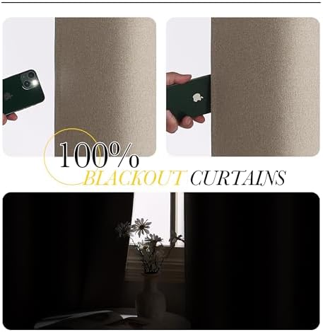 NICETOWN Linen Sliding Glass Door Curtain 100% Blackout, W100 x L108 in - Image 4