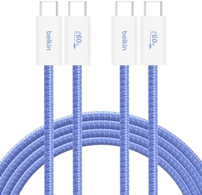 Belkin USB C to USB C 60W Braided Cable 2 Pack, 6.6ft iPhone Charger Cord by Unknown