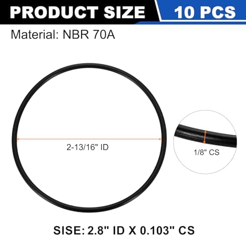 uxcell 10Pcs AS-149 NBR 70A O-Rings 2-13/16"ID x 3/32"CS/2.8"ID x 0.103"CS - Image 2