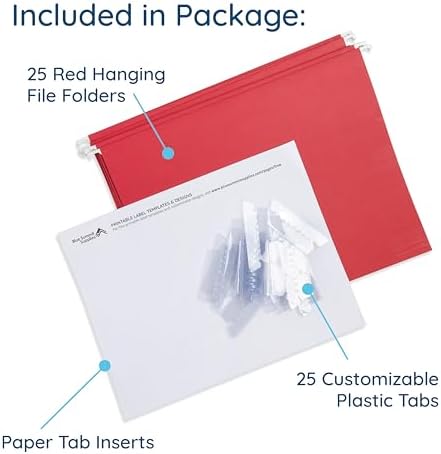 Blue Summit Supplies 25 Hanging File Folders, Letter Size, Red - Image 4