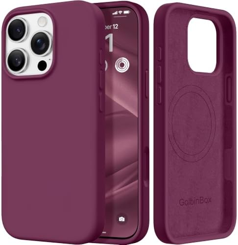 GolbinBox Magnetic for iPhone 16 Pro Max Case, Silicone Cover, Deep Red by GolbinBox