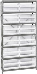 Quantum Storage Systems QSBU-245CL Solid Heavy Duty 7 Shelves 24 Ultra Stack & Hang Clear Bins 75" H x 36" W x 12" D by QuantumStorageSystems