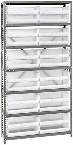 Quantum Storage Systems QSBU-245CL Solid Heavy Duty 7 Shelves 24 Ultra Stack & Hang Clear Bins 75" H x 36" W x 12" D by QuantumStorageSystems