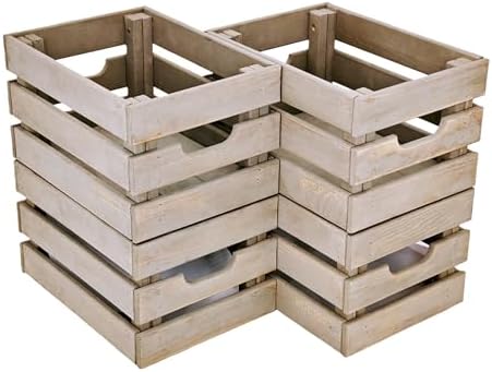 Gray Wooden Crates, Set of 4 Rustic Storage Boxes for Home Organization, Tool Box, Wine Carrier, and Camping Supplies, 12.2 Inches. - Image 2