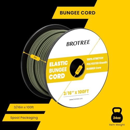 Brotree Bungee Cords 3/16" x 100ft Elastic Shock Cord 100% Stretch Cord - Image 2