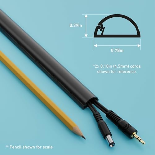 D-Line Half Round Cord Hider, Patented Cable Cover, Hide TV Wall Mount Wires, Raceway for Cords, Decorative Wire Covers, Paintable, Adhesive Cable Concealer, 2X 0.78in W x 0.39in H x 39in L, Black - Image 3