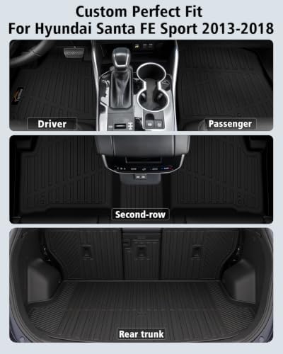 Floor Mats & Cargo Mat & Backrest Mat for Hyundai Santa Fe Sport 2013-2018 - Image 2