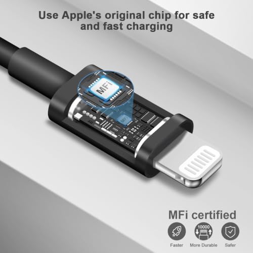 iPhone 14 13 12 Fast Charger 20W PD USB C Wall Charger with 6FT Fast Charging Cable for iPhone 14/14 Pro/14 Pro Max/14 Plus/13/12/11/Pro/Pro Max/Mini/Xs Max/X, iPad - Black - Image 3