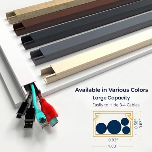 Cord Hider for Wall Mounted TV - Fits 3-4 Cables, 110in Paintable Cable Concealer Kit, Self-Adhesive Wire Cover Channel, Cable Raceway Wire Hider for Power Cords, 7X L15.7in X W1.00in X H0.63in, White - Image 3
