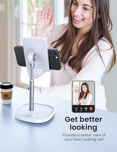 LISEN Cell Phone Stand Adjustable Phone Holer for Desk, Computer Office Desk Accessories for iPhone 16 Holder Women Kitchen Essentials Fits All Mobile Phones Switch Kindle iPads Tablet 4-10in - Image 3