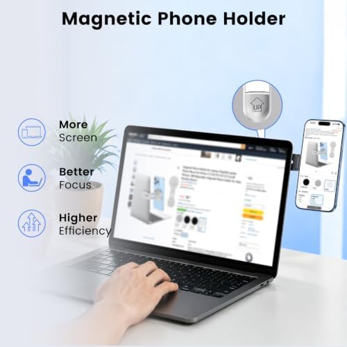 Magnetic Phone Holder for Laptop, MagSafe Laptop Phone Mount for iPhone 18/17/16/15/14/13/12 & All Phones, 180°Adjustable, Magnetic Phone Holder for Tesla Monitor (Silver) - Image 2
