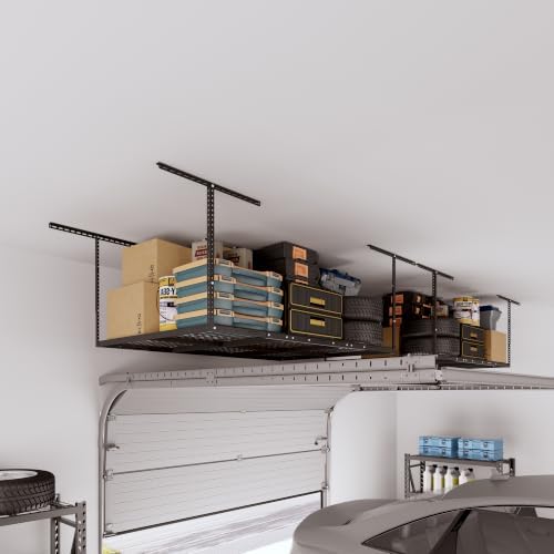 FLEXIMOUNTS 4x6 Overhead Garage Ceiling Storage Rack Organization, Black - Image 2